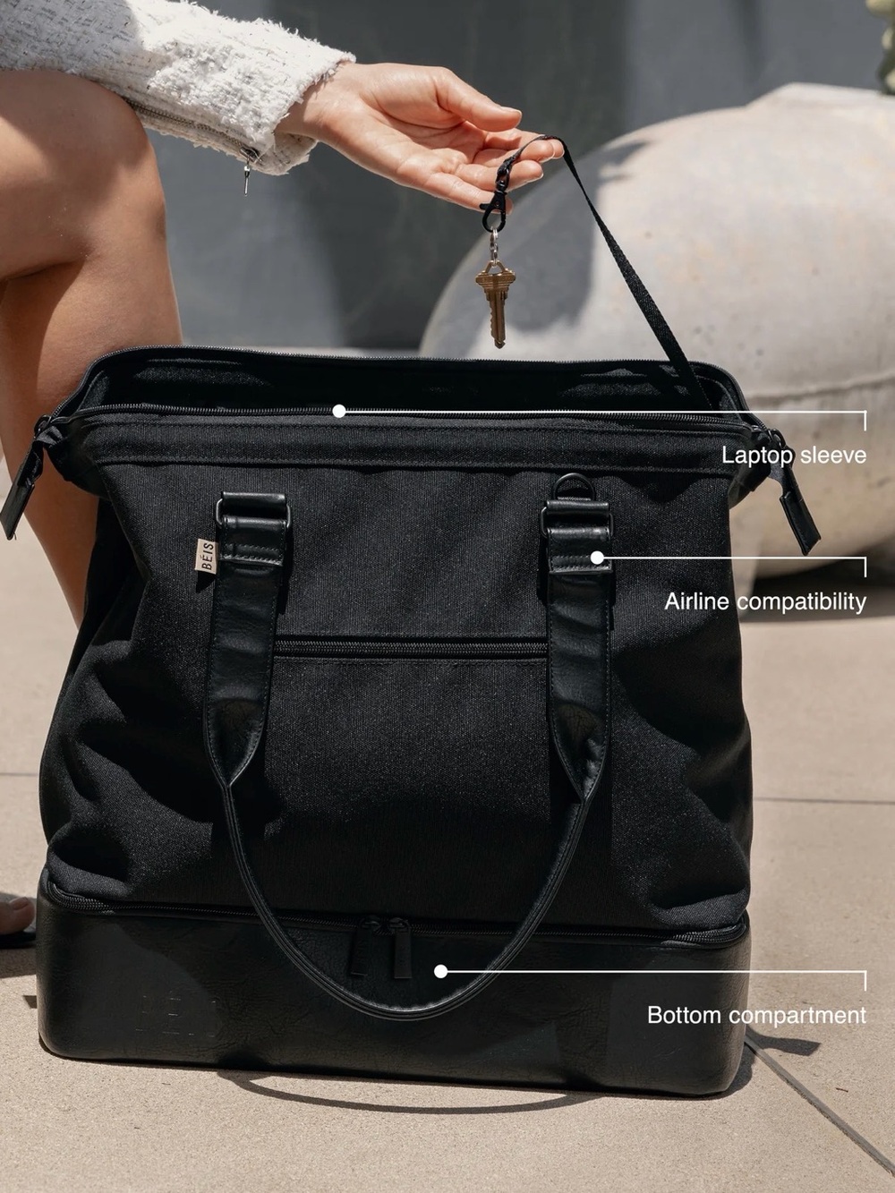 BEIS Mini Weekender Black - Picture 4 of 12